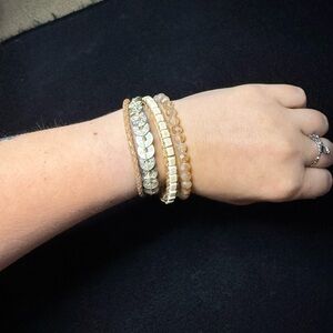 Victoria Emerson Gold and Silver Rhinestone Bracelet with Chain Closure
